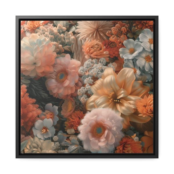 Lustrous Peach Baroque Floral 02 - Gallery Canvas Wraps, Square Frame - Image 36