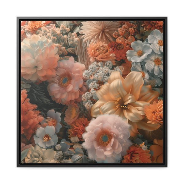 Lustrous Peach Baroque Floral 02 - Gallery Canvas Wraps, Square Frame - Image 46