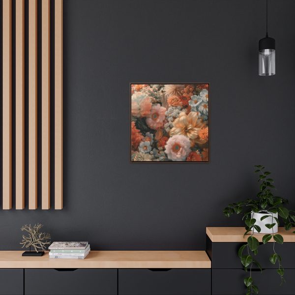 Lustrous Peach Baroque Floral 02 - Gallery Canvas Wraps, Square Frame - Image 64