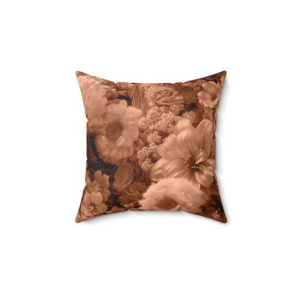 Lustrous Peach Fuzz Tone Baroque Floral 02 - Spun Polyester Square Pillow - Image 4