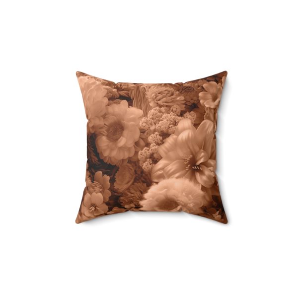 Lustrous Peach Fuzz Tone Baroque Floral 02 - Spun Polyester Square Pillow - Image 5