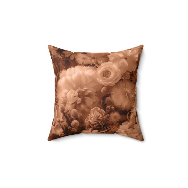 Lustrous Peach Fuzz Tone Baroque Floral 01 - Spun Polyester Square Pillow - Image 4