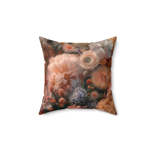 Lustrous Peach Baroque Floral 01 - Spun Polyester Square Pillow - Image 4