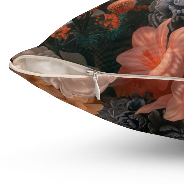 Lustrous Peach Baroque Floral 01 - Spun Polyester Square Pillow - Image 6