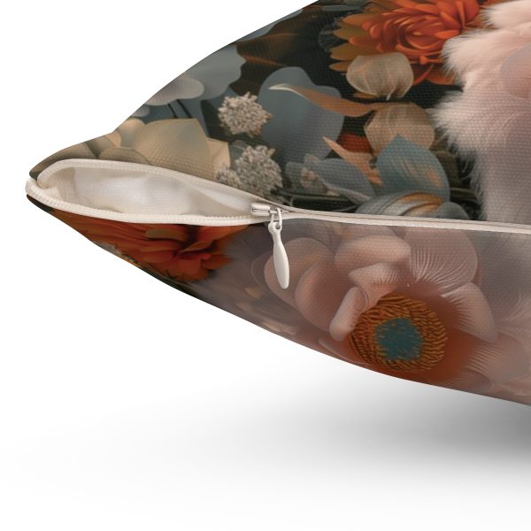 Lustrous Peach Baroque Floral 02 - Spun Polyester Square Pillow - Image 6