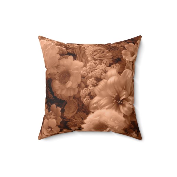 Lustrous Peach Fuzz Tone Baroque Floral 02 - Spun Polyester Square Pillow - Image 7