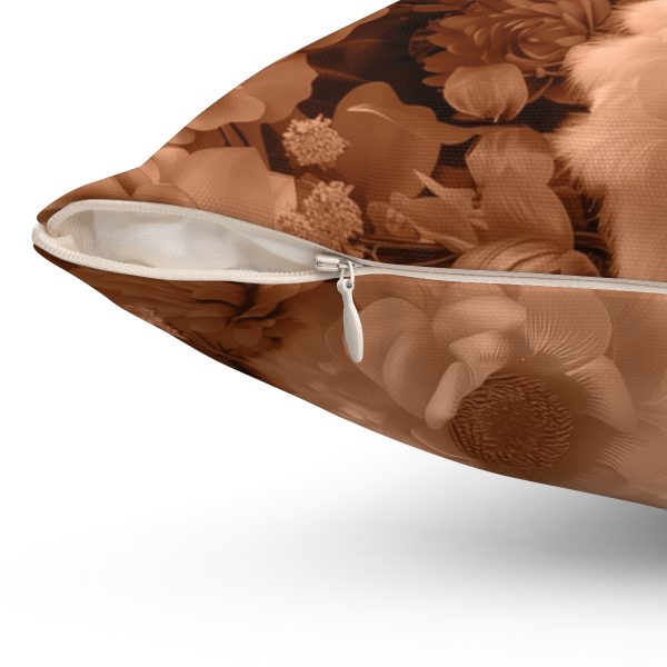 Lustrous Peach Fuzz Tone Baroque Floral 02 - Spun Polyester Square Pillow - Image 9