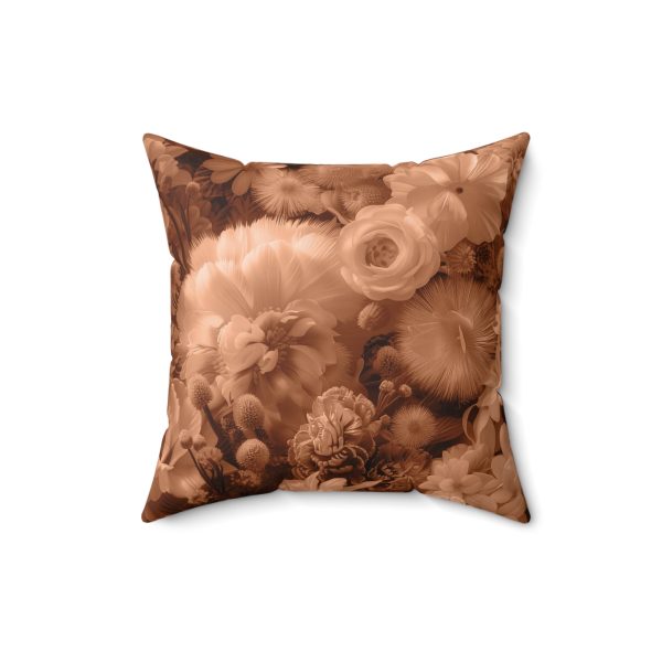 Lustrous Peach Fuzz Tone Baroque Floral 01 - Spun Polyester Square Pillow - Image 7