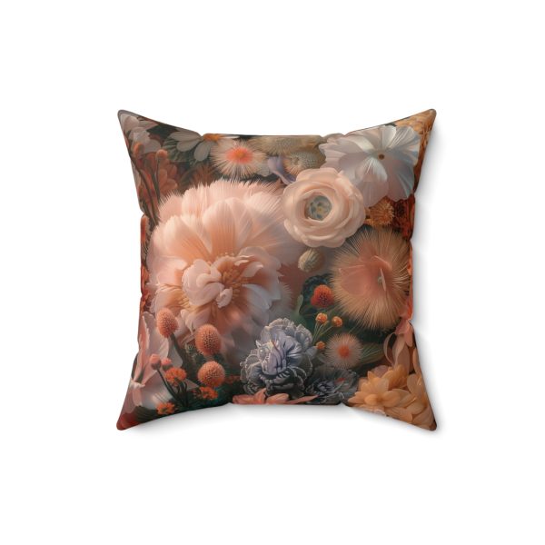 Lustrous Peach Baroque Floral 01 - Spun Polyester Square Pillow - Image 7