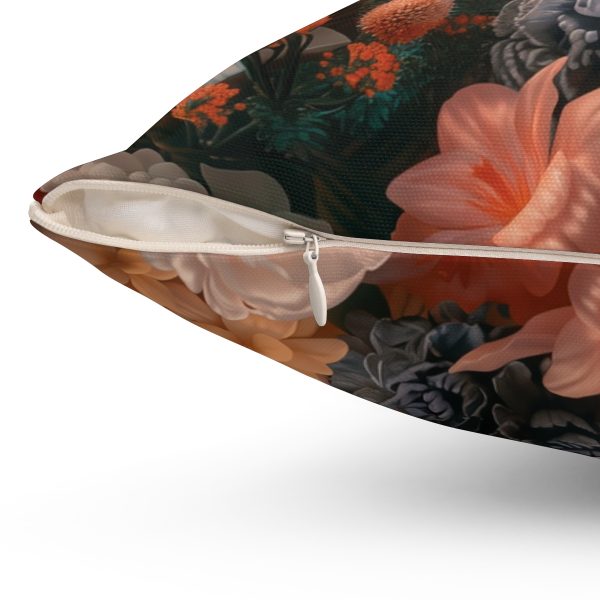 Lustrous Peach Baroque Floral 01 - Spun Polyester Square Pillow - Image 9