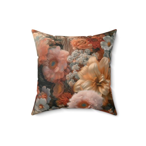 Lustrous Peach Baroque Floral 02 - Spun Polyester Square Pillow - Image 7