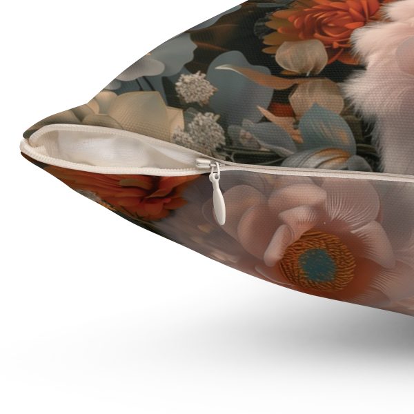 Lustrous Peach Baroque Floral 02 - Spun Polyester Square Pillow - Image 9