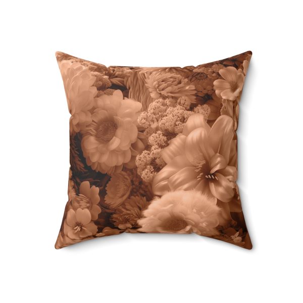 Lustrous Peach Fuzz Tone Baroque Floral 02 - Spun Polyester Square Pillow - Image 10