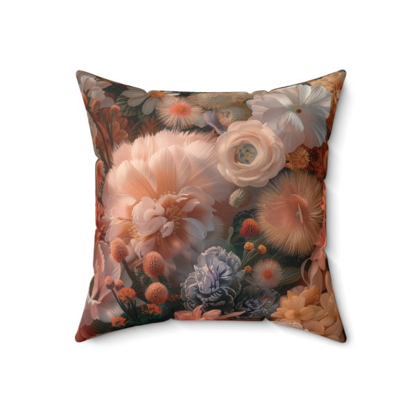 Lustrous Peach Baroque Floral 01 - Spun Polyester Square Pillow - Image 10