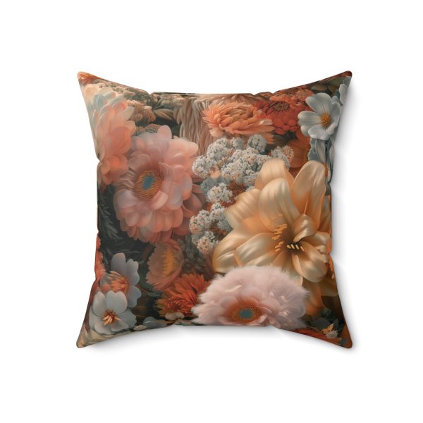 Lustrous Peach Baroque Floral 02 - Spun Polyester Square Pillow - Image 10