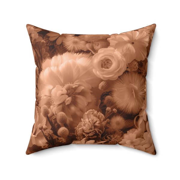 Lustrous Peach Fuzz Tone Baroque Floral 01 - Spun Polyester Square Pillow