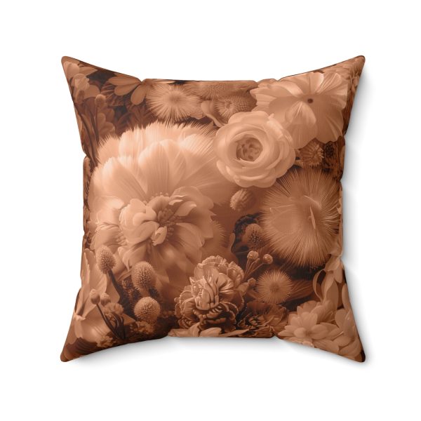 Lustrous Peach Fuzz Tone Baroque Floral 01 - Spun Polyester Square Pillow - Image 2