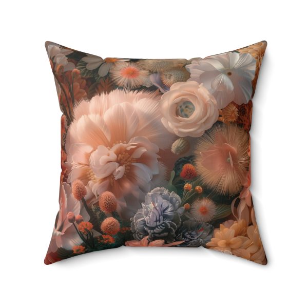 Lustrous Peach Baroque Floral 01 - Spun Polyester Square Pillow