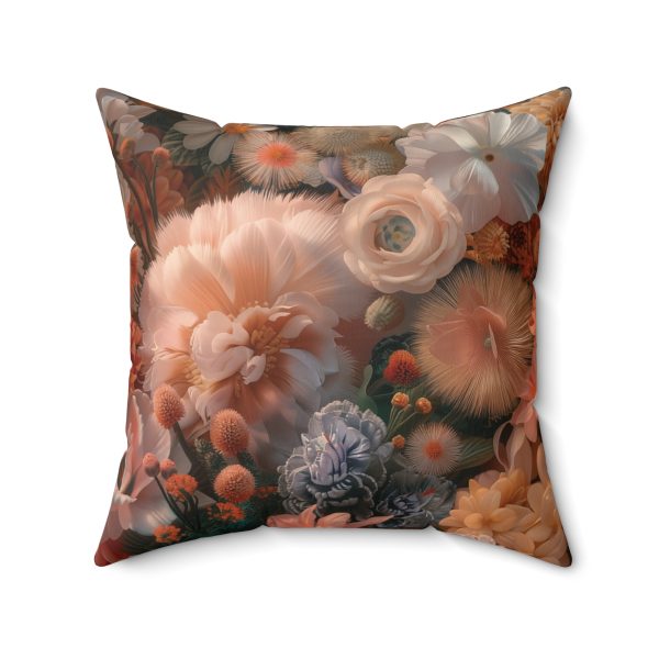 Lustrous Peach Baroque Floral 01 - Spun Polyester Square Pillow - Image 2