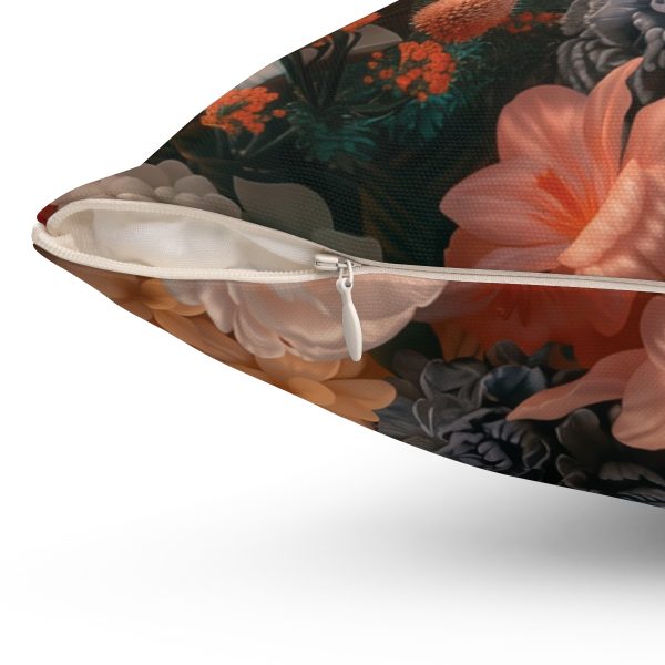 Lustrous Peach Baroque Floral 01 - Spun Polyester Square Pillow - Image 3