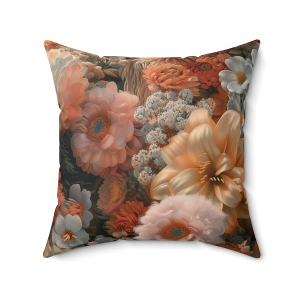 Lustrous Peach Baroque Floral 02 - Spun Polyester Square Pillow