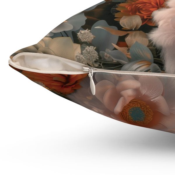 Lustrous Peach Baroque Floral 02 - Spun Polyester Square Pillow - Image 3