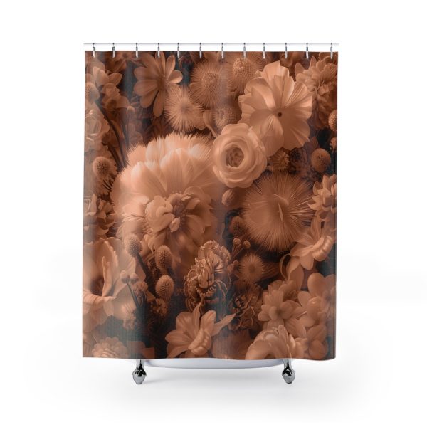 Lustrous Peach Fuzz Tone Baroque Floral 01 - Shower Curtain