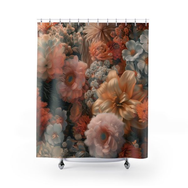 Lustrous Peach Baroque Floral 02 - Shower Curtain