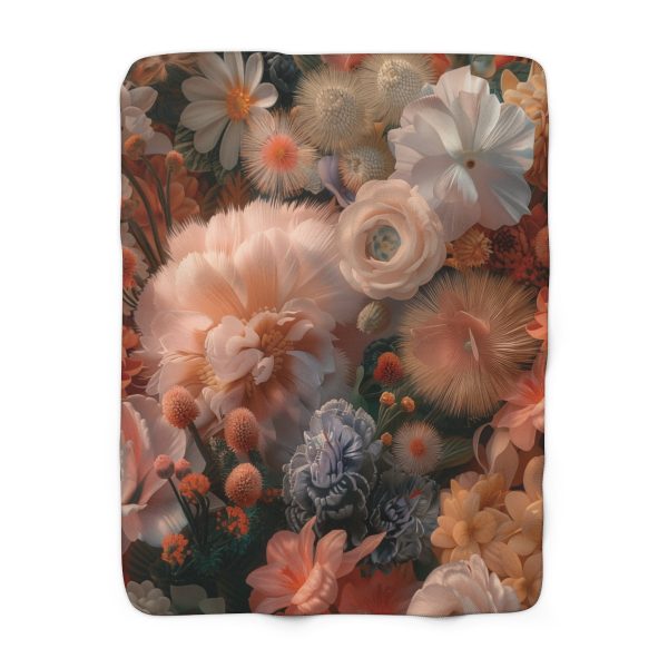 Lustrous Peach Baroque Floral 01 - Sherpa Fleece Blanket - Image 5