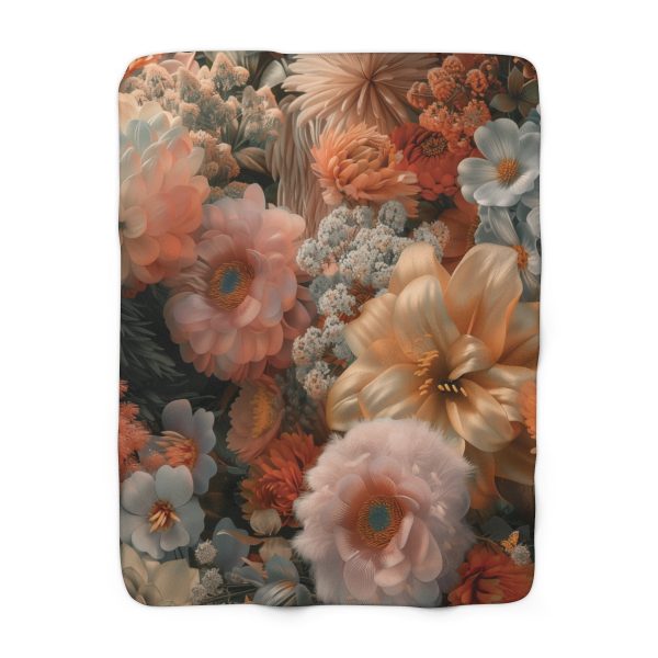 Lustrous Peach Baroque Floral 02 - Sherpa Fleece Blanket - Image 5