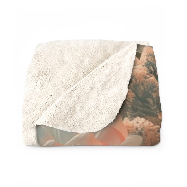 Lustrous Peach Baroque Floral 02 - Sherpa Fleece Blanket - Image 6