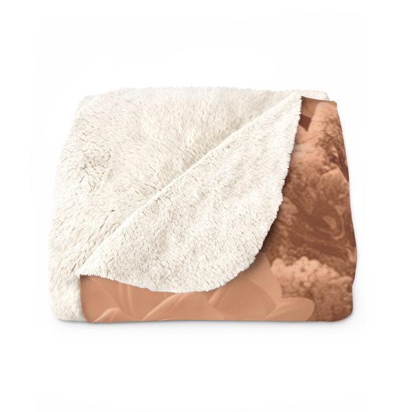 Lustrous Peach Fuzz Tone Baroque Floral 02 - Sherpa Fleece Blanket - Image 6