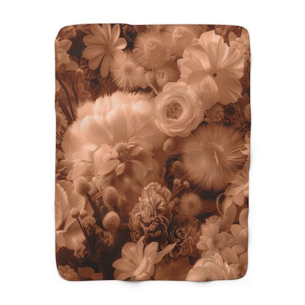 Lustrous Peach Fuzz Tone Baroque Floral 01 - Sherpa Fleece Blanket