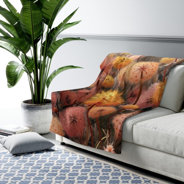 Autumn Dandelion Dream - Sherpa Fleece Blanket - Image 7