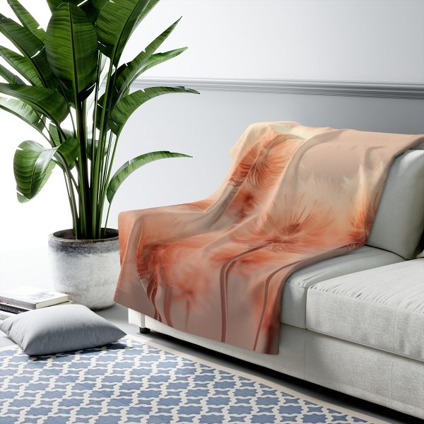 Misty Peach Dandelions - Sherpa Fleece Blanket - Image 7