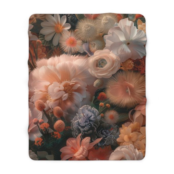 Lustrous Peach Baroque Floral 01 - Sherpa Fleece Blanket