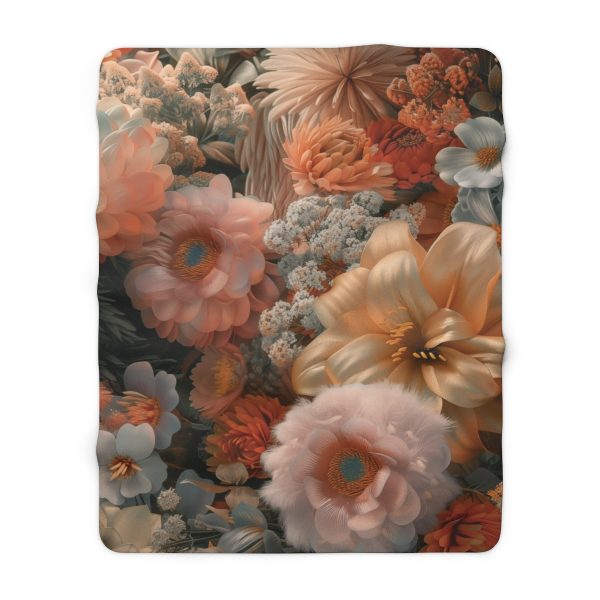 Lustrous Peach Baroque Floral 02 - Sherpa Fleece Blanket