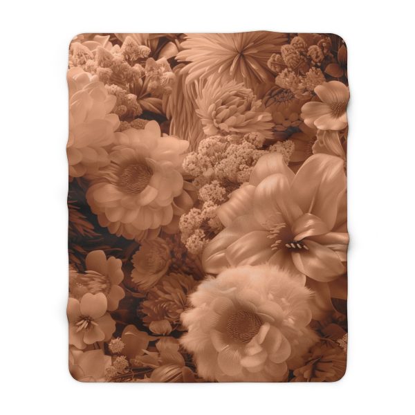 Lustrous Peach Fuzz Tone Baroque Floral 02 - Sherpa Fleece Blanket