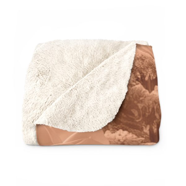 Lustrous Peach Fuzz Tone Baroque Floral 02 - Sherpa Fleece Blanket - Image 2