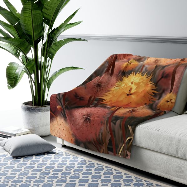 Autumn Dandelion Dream - Sherpa Fleece Blanket - Image 3