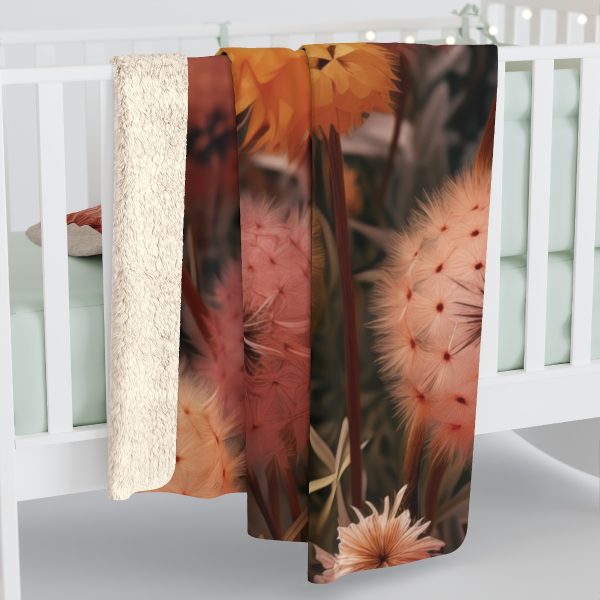 Autumn Dandelion Dream - Sherpa Fleece Blanket - Image 4