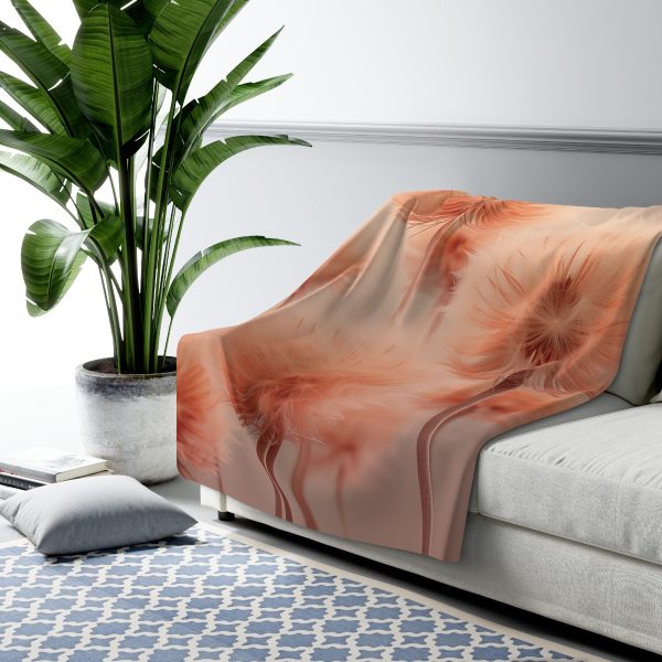 Misty Peach Dandelions - Sherpa Fleece Blanket - Image 3