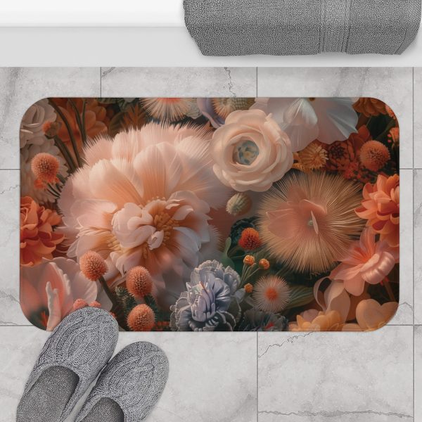 Lustrous Peach Baroque Floral 01 - Bath Mat - Image 4