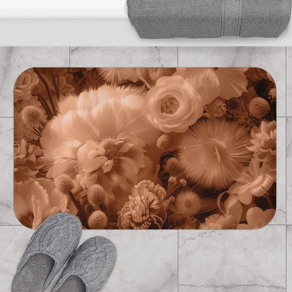 Lustrous Peach Fuzz Tone Baroque Floral 01 - Bath Mat - Image 8