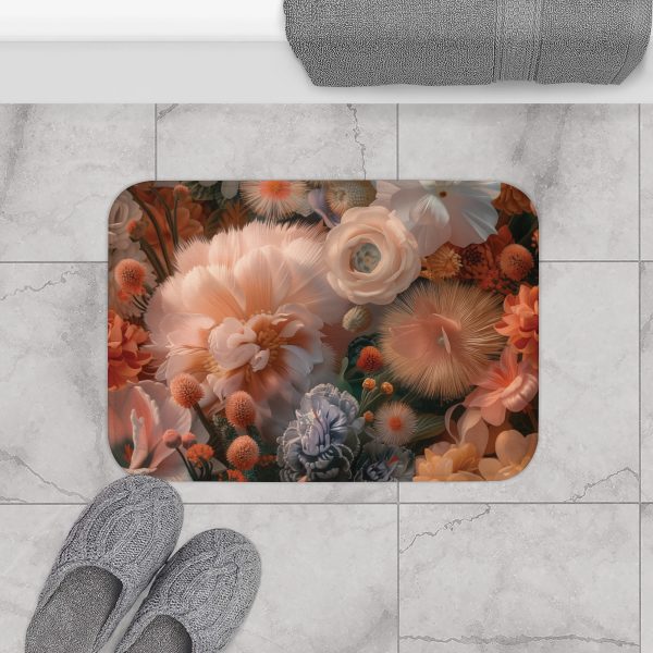 Lustrous Peach Baroque Floral 01 - Bath Mat - Image 8