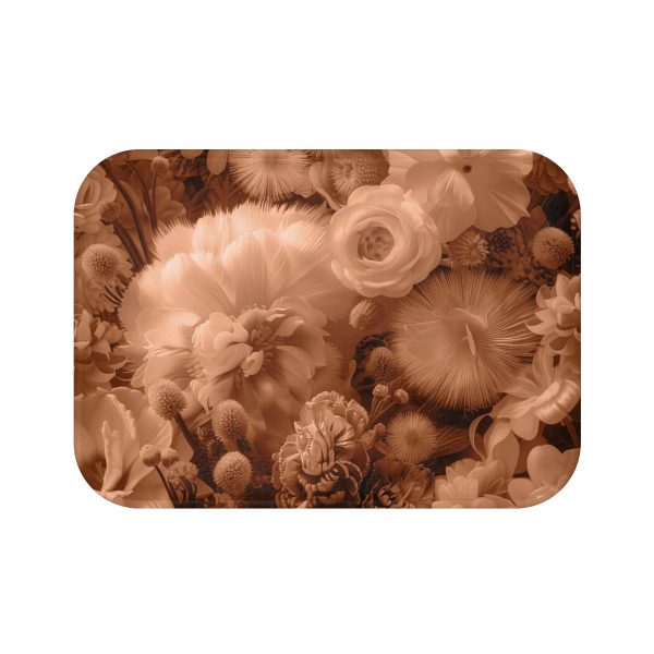 Lustrous Peach Fuzz Tone Baroque Floral 01 - Bath Mat