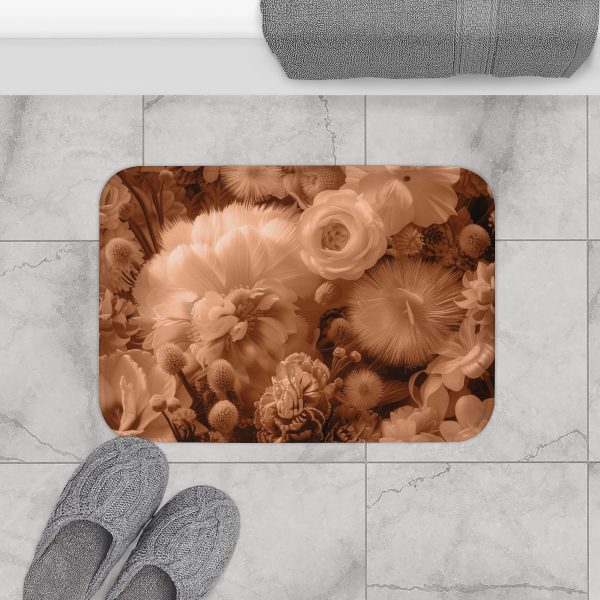 Lustrous Peach Fuzz Tone Baroque Floral 01 - Bath Mat - Image 4