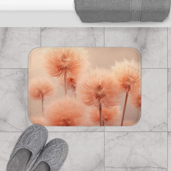 Misty Peach Dandelions - Bath Mat - Image 4