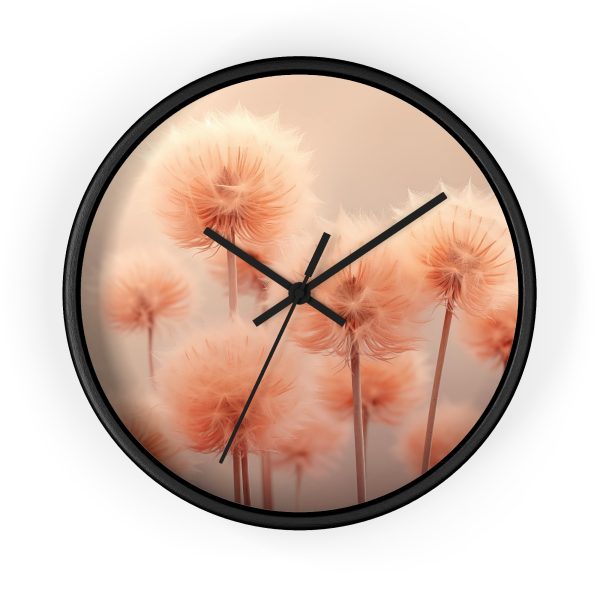 Misty Peach Dandelions - Wood Frame Wall Clock - Image 4