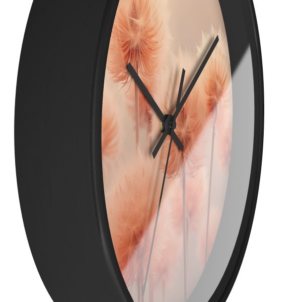 Misty Peach Dandelions - Wood Frame Wall Clock - Image 5